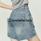 Slim Polo Knit / Flower Embroidery Half Denim Pants LLA0119