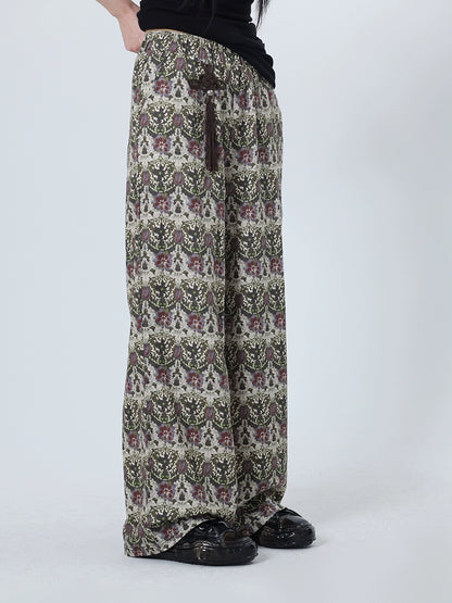 Khaki Green Pattern Chinese Pants FZK0077