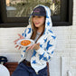 Star Print Zip Up Hoodie CYE0051