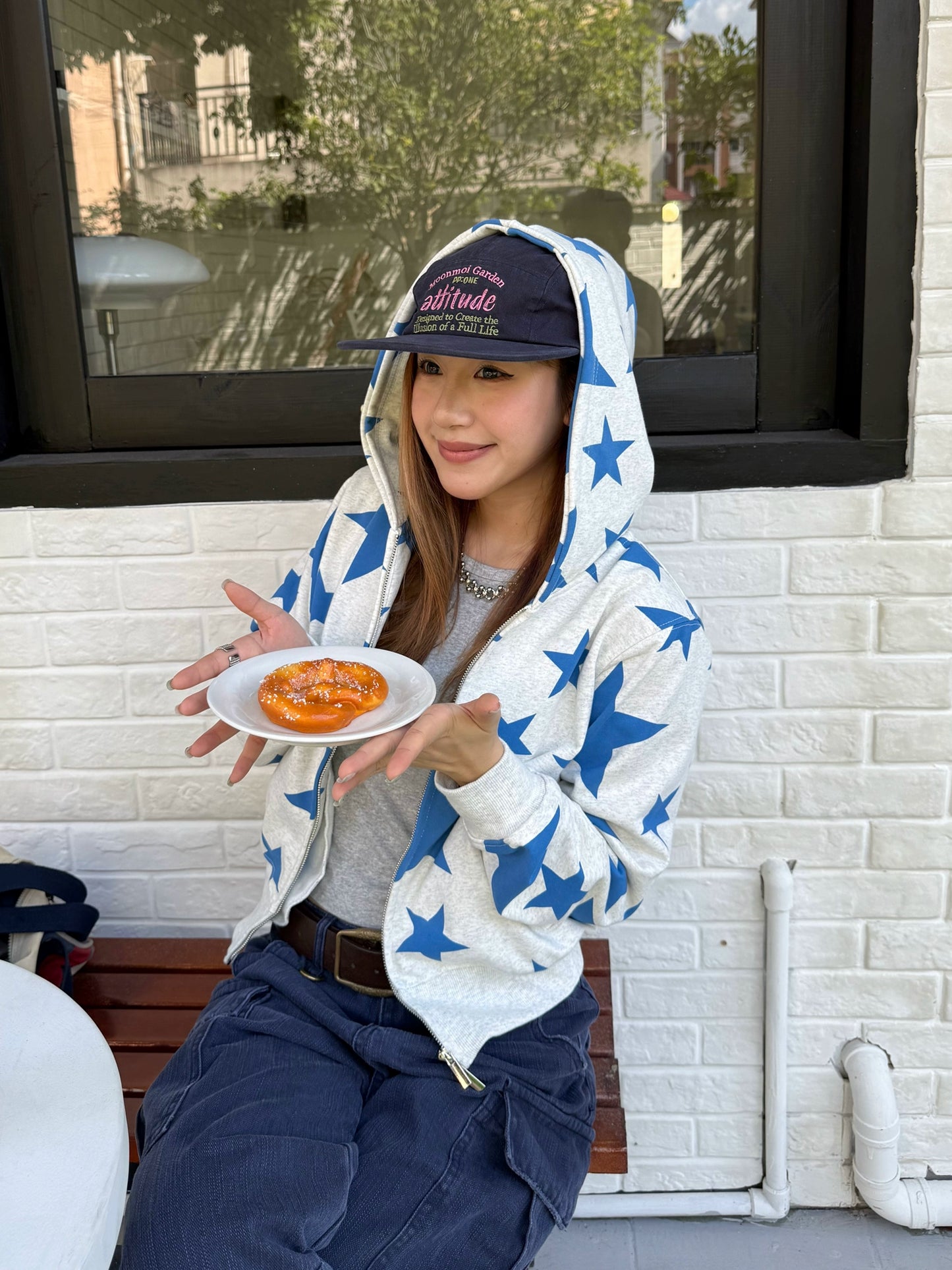 Star Print Zip Up Hoodie CYE0051