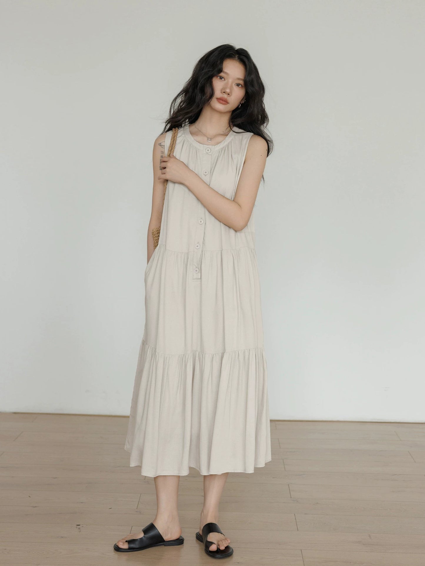 Tiered Gathered Long Dress VAS0119
