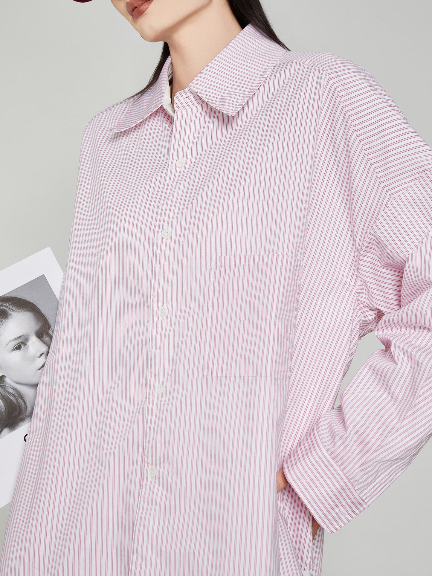 Pink Striped Oversized Shirt / Short Skirt FER0360