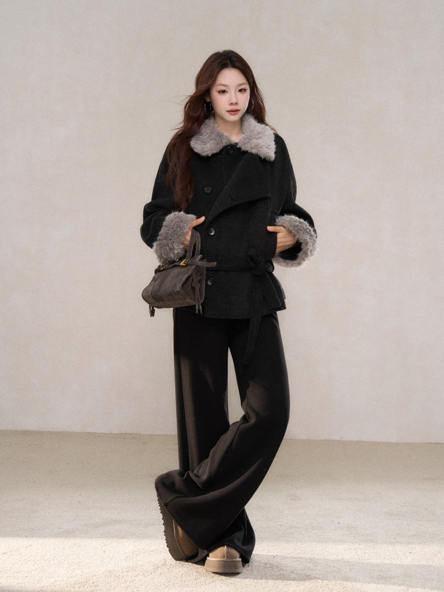 Fur Collar Mid-Length Coat WDB0009