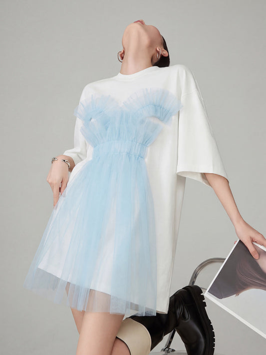 Tulle Layered Style T-Shirt Dress FER0147