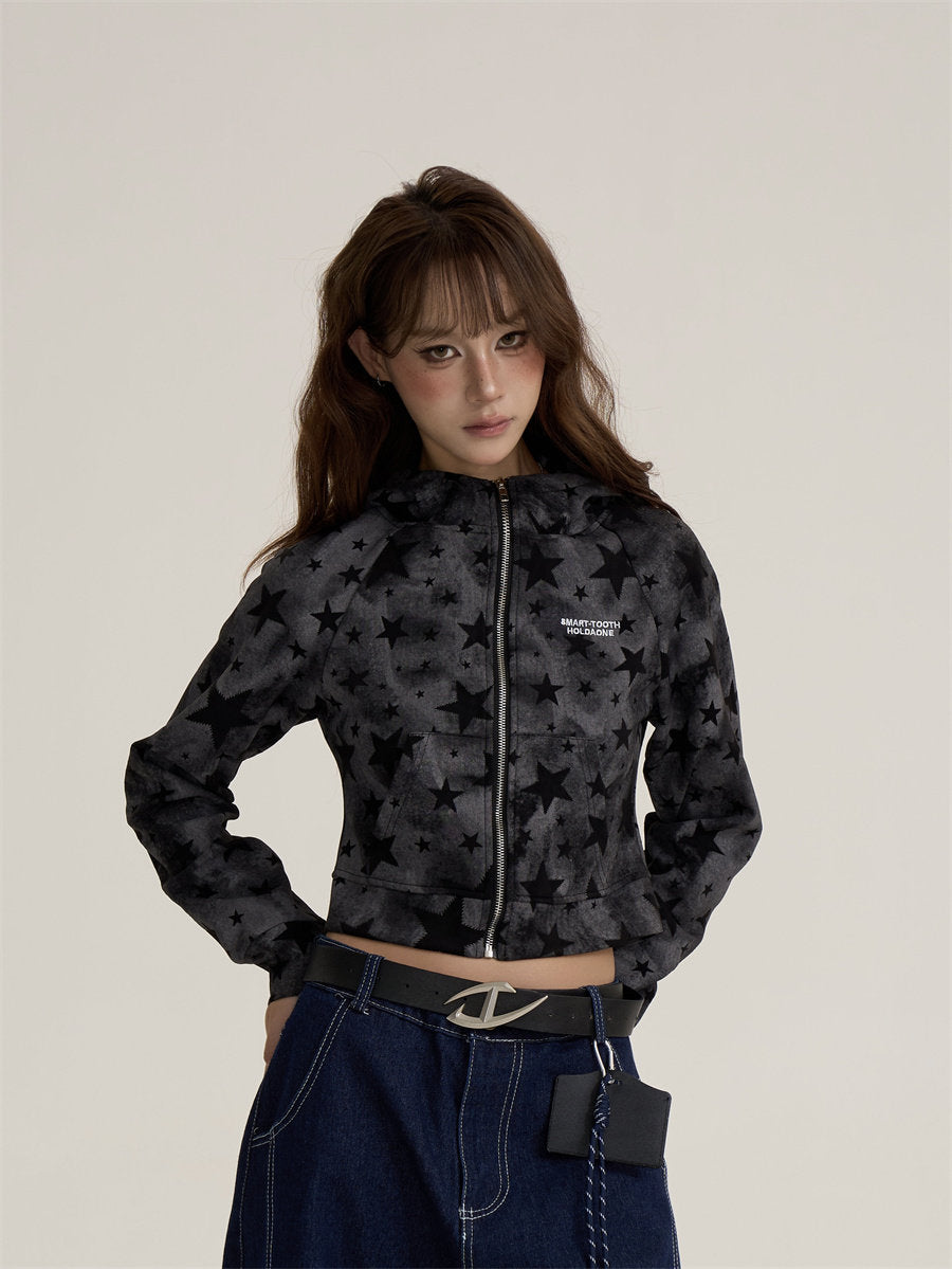 Star-Patterned Zip-Up Hoodie ONP0002