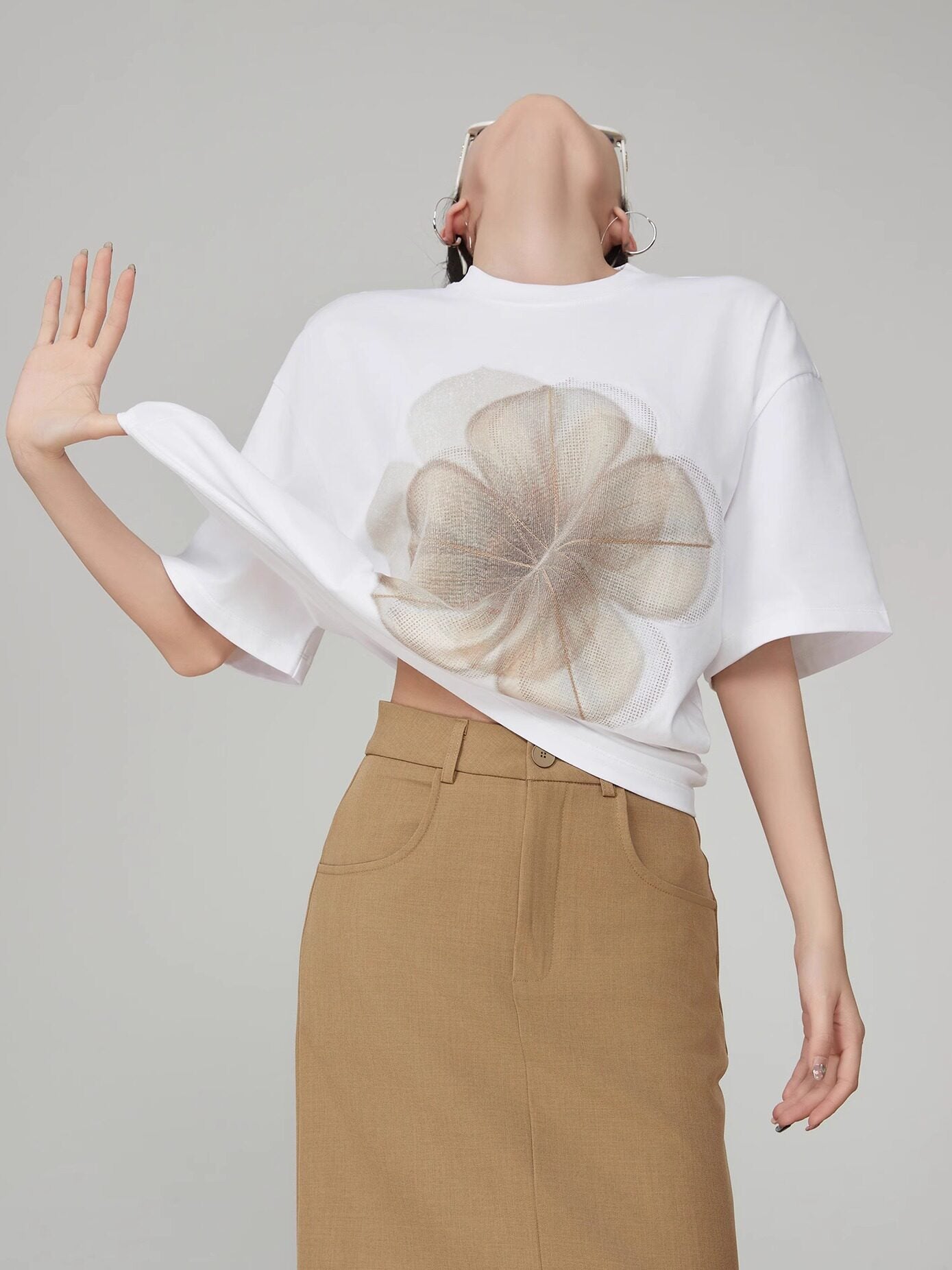 Flower Print Short-Sleeve T-Shirt FER0041