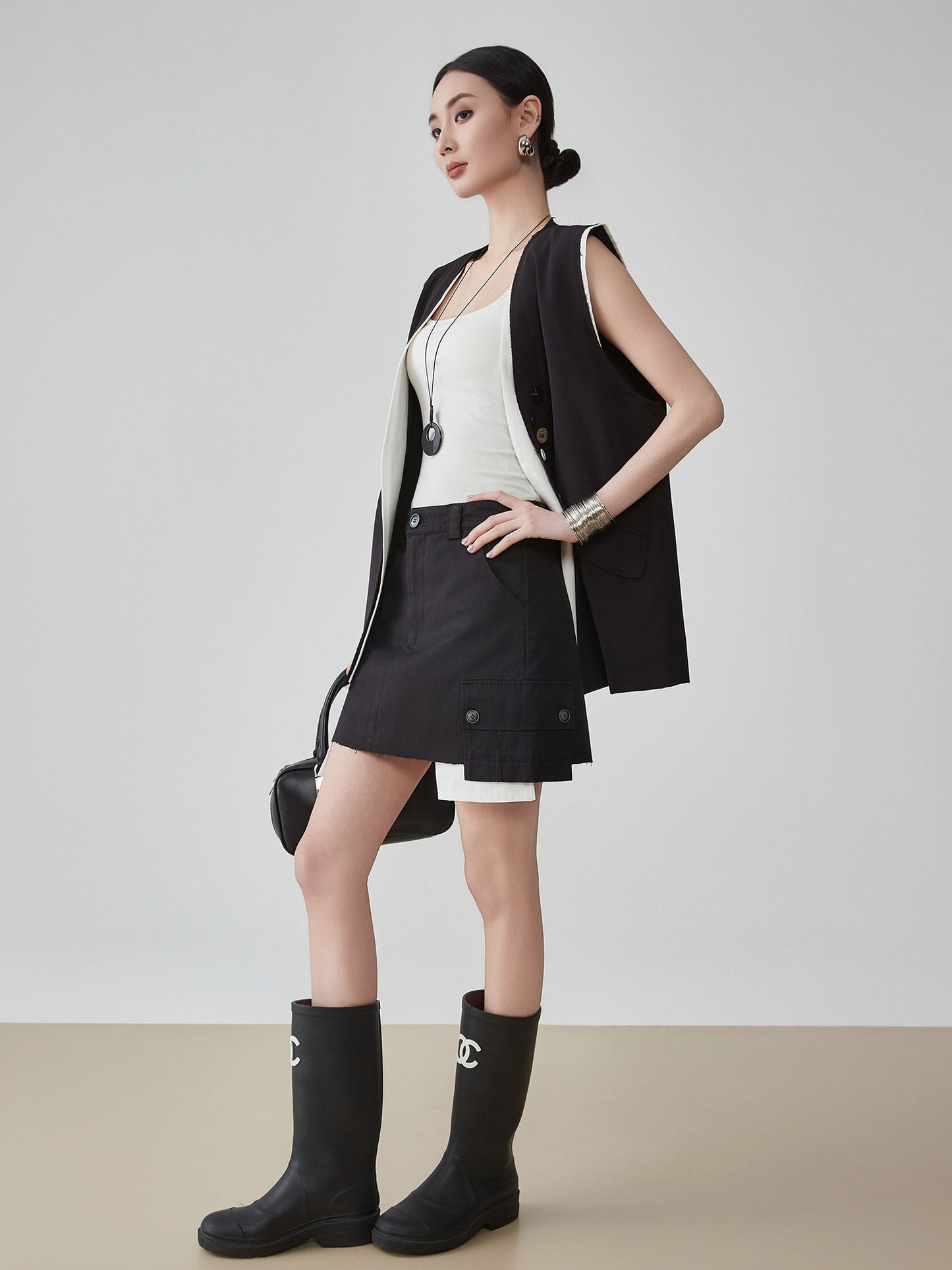 Fake Layered Vest / Mini Skirt FER0216