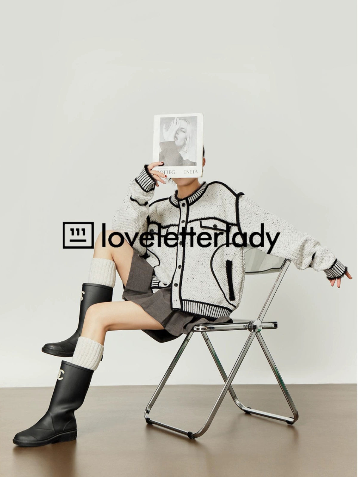 Bicolor Stitch Knit Cardigan LLA0387 – AuroraBoutique Bicolor Stitch Knit Cardigan LLA0387 – AuroraBoutique