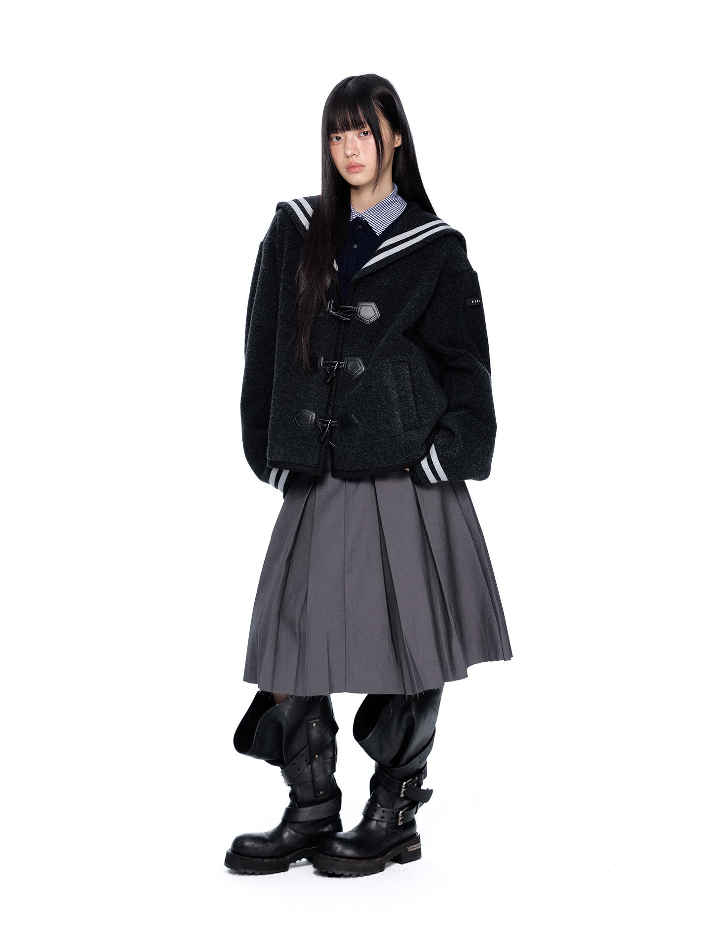 Sailor Collar Duffle Coat EZK0096