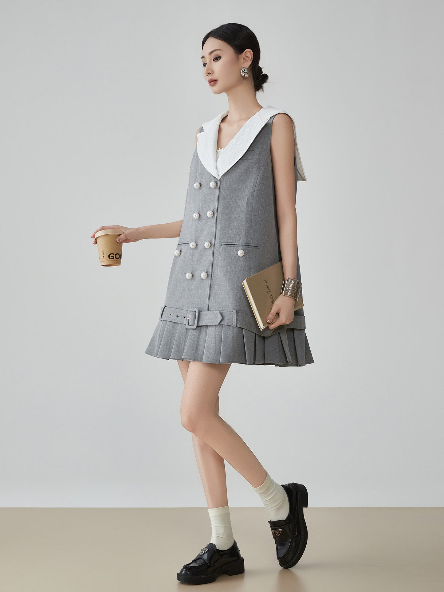 Double-Button Flare Mini Dress FER0093