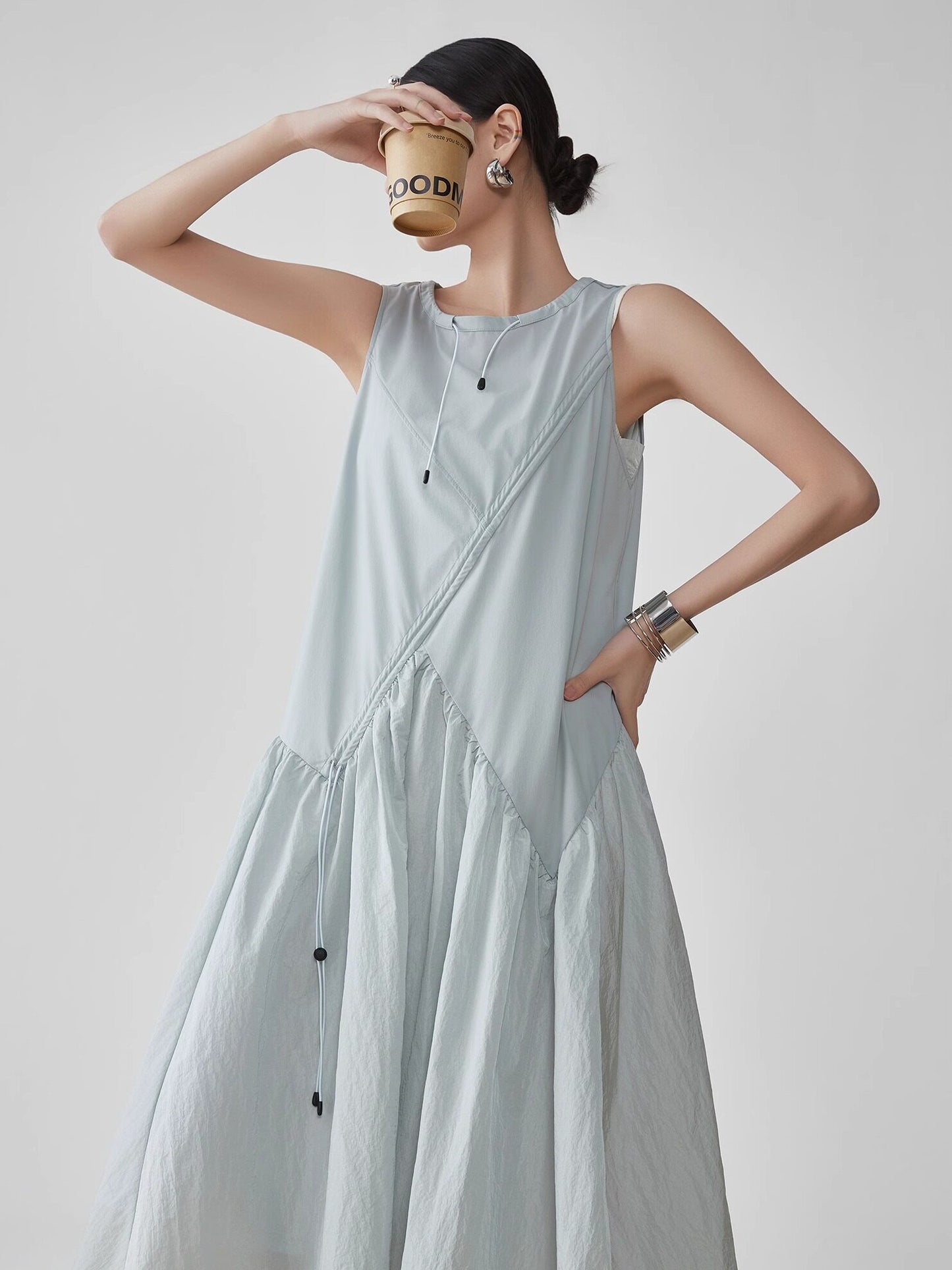 Asymmetric Drape Long Dress FER0279
