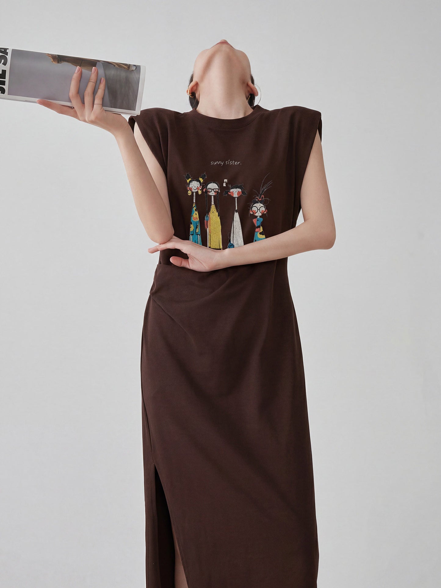 Brown Sleeveless Maxi Dress FER0301
