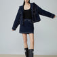 Denim-Style Zip Hoodie / Elastic Waist Mini Skirt FER0051