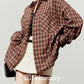 Retro Casual Check Shirt / White Denim Skirt LLA0512