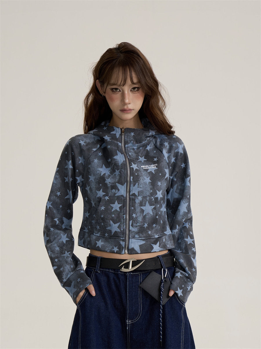 Star-Patterned Zip-Up Hoodie ONP0002