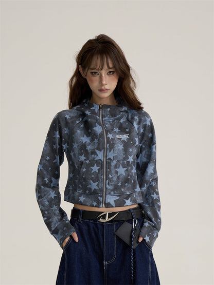 Star-Patterned Zip-Up Hoodie ONP0002