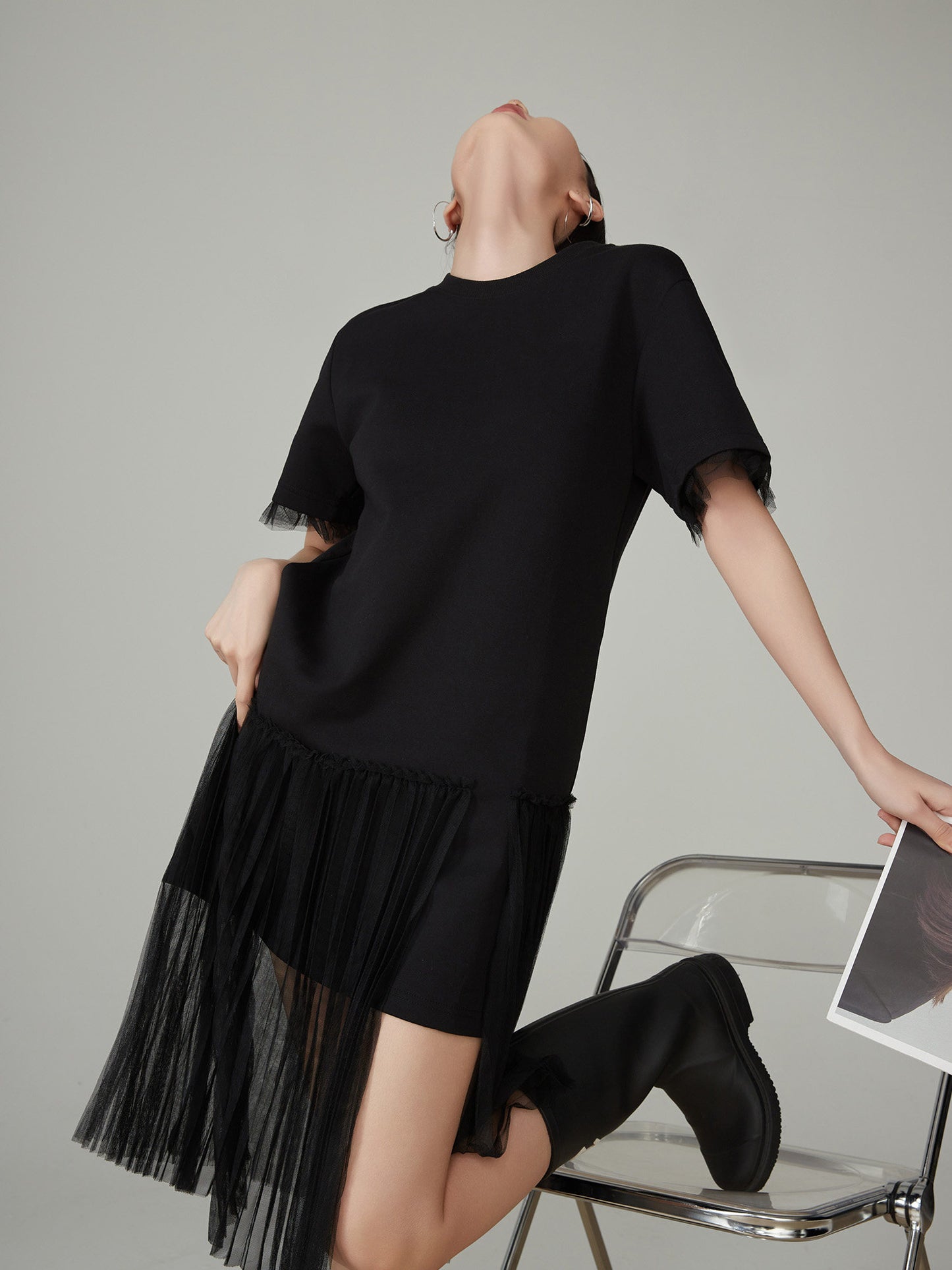 Mesh Short-Sleeve T-Shirt Dress FER0073