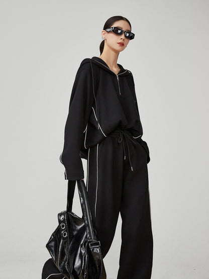 Half-Zip Sailor Collar Top / Wide Pants FER0374