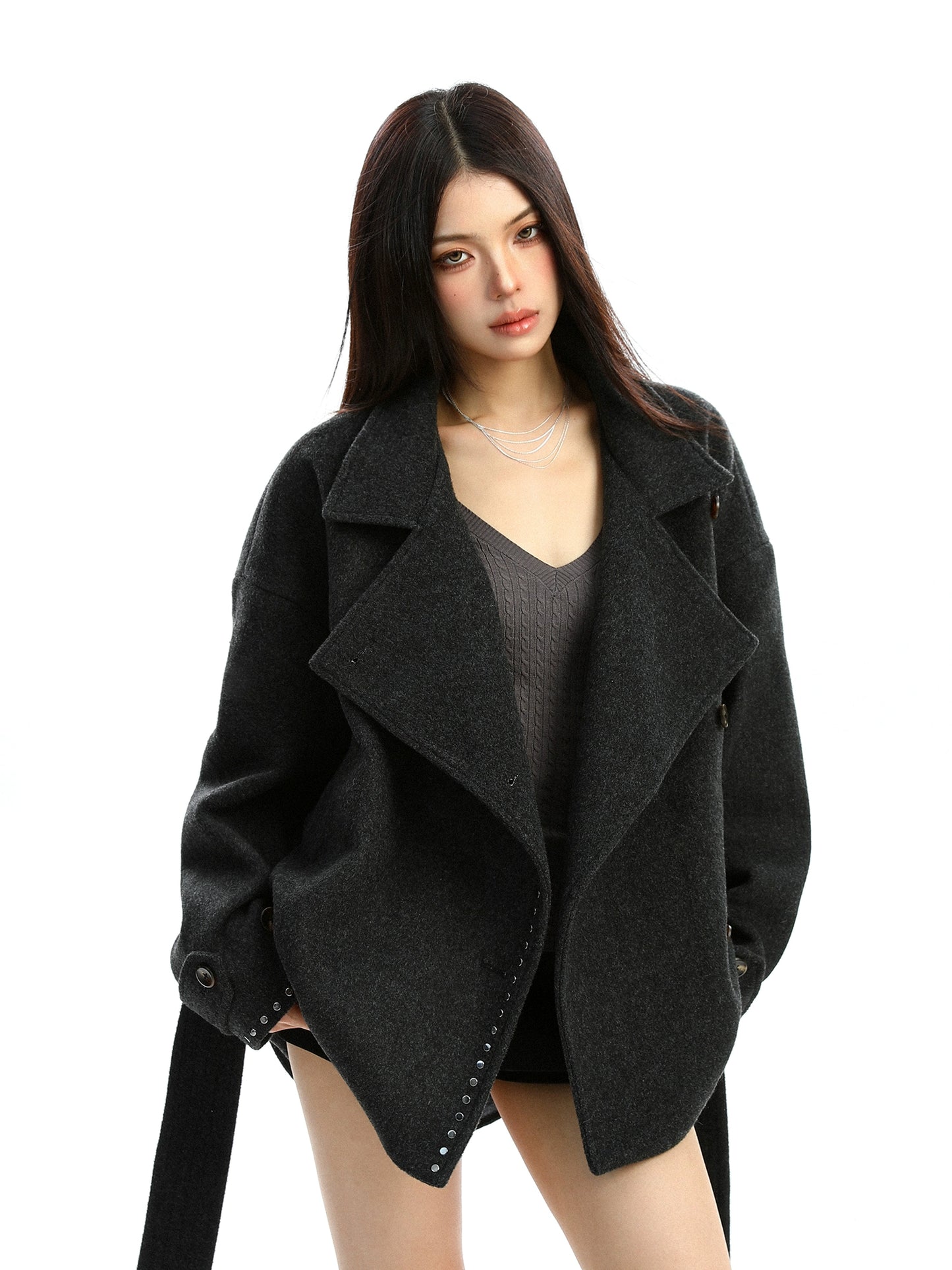 Stand Collar Mid-Length Coat BGS0035