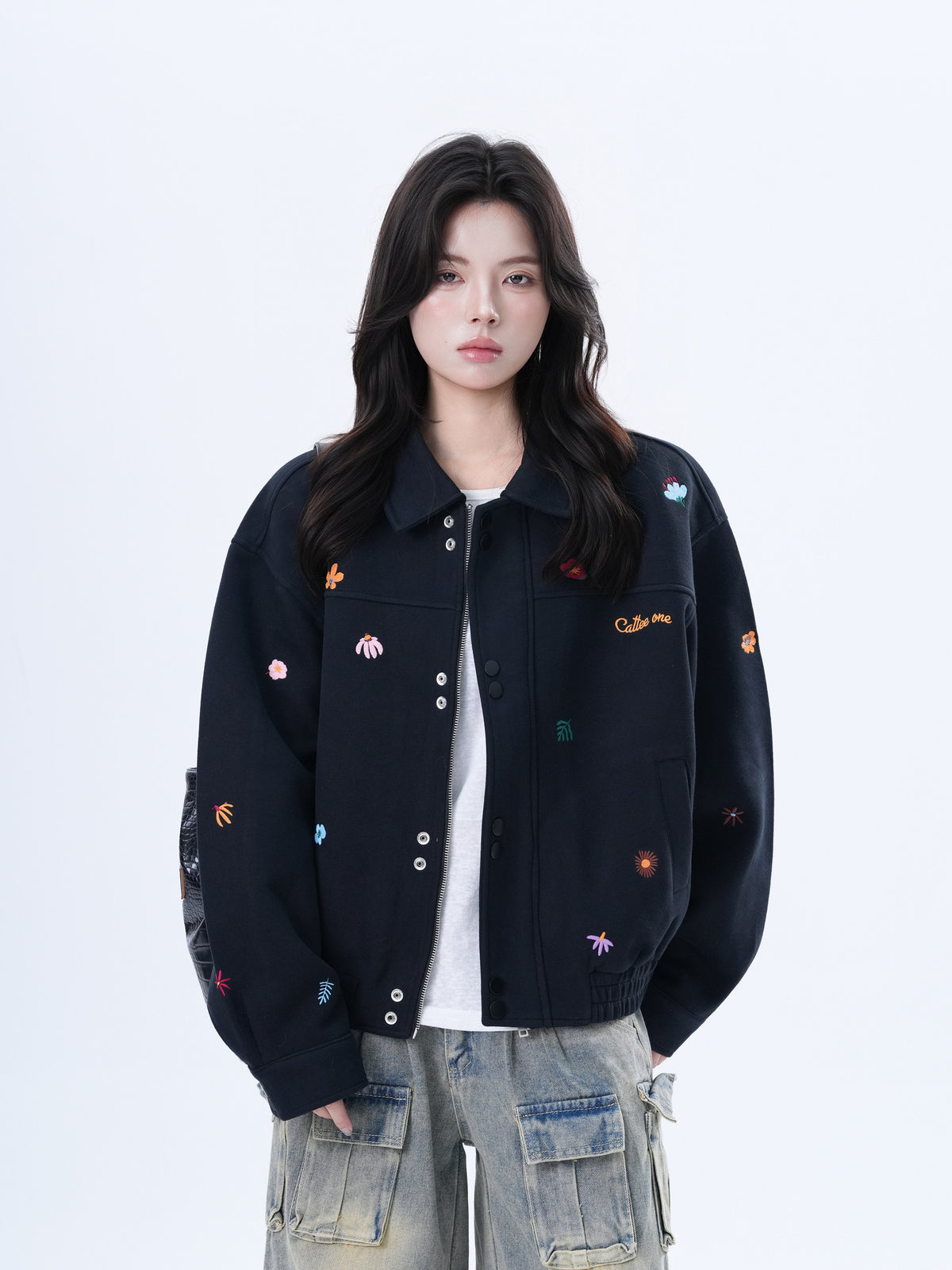 Small Embroidery Black Jacket WLS0007