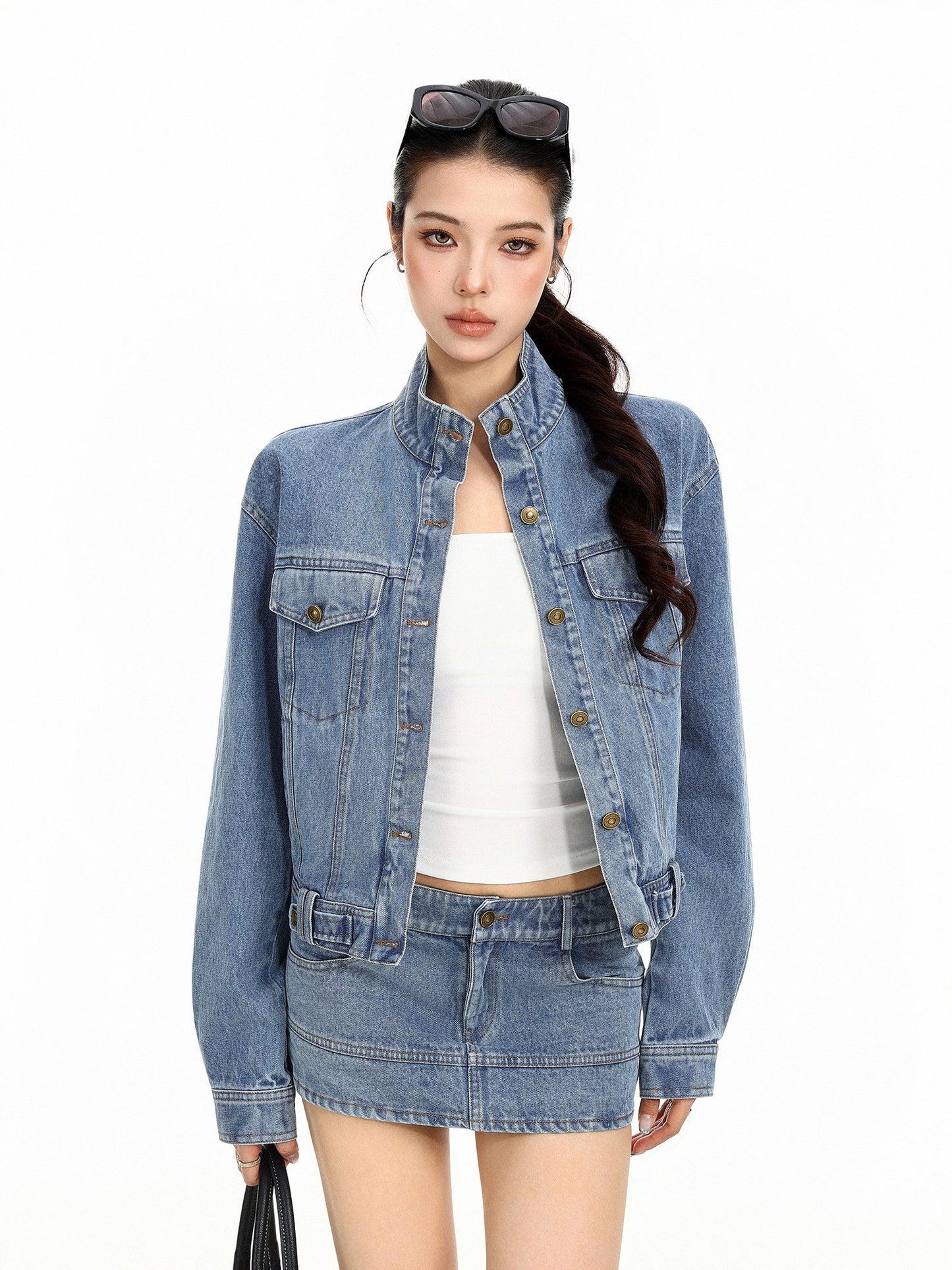 Stand Collar Denim Jacket BGS0049