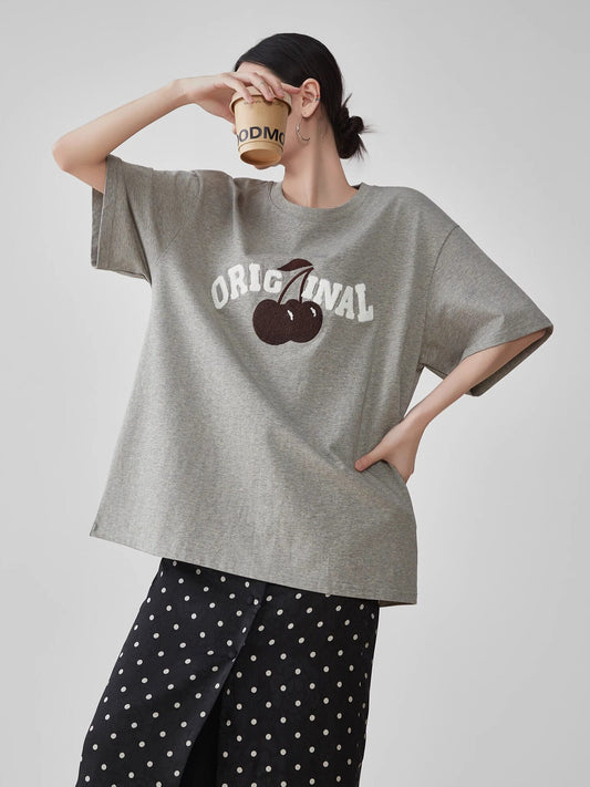 Cherry Print Short-Sleeve T-Shirt  FER0265