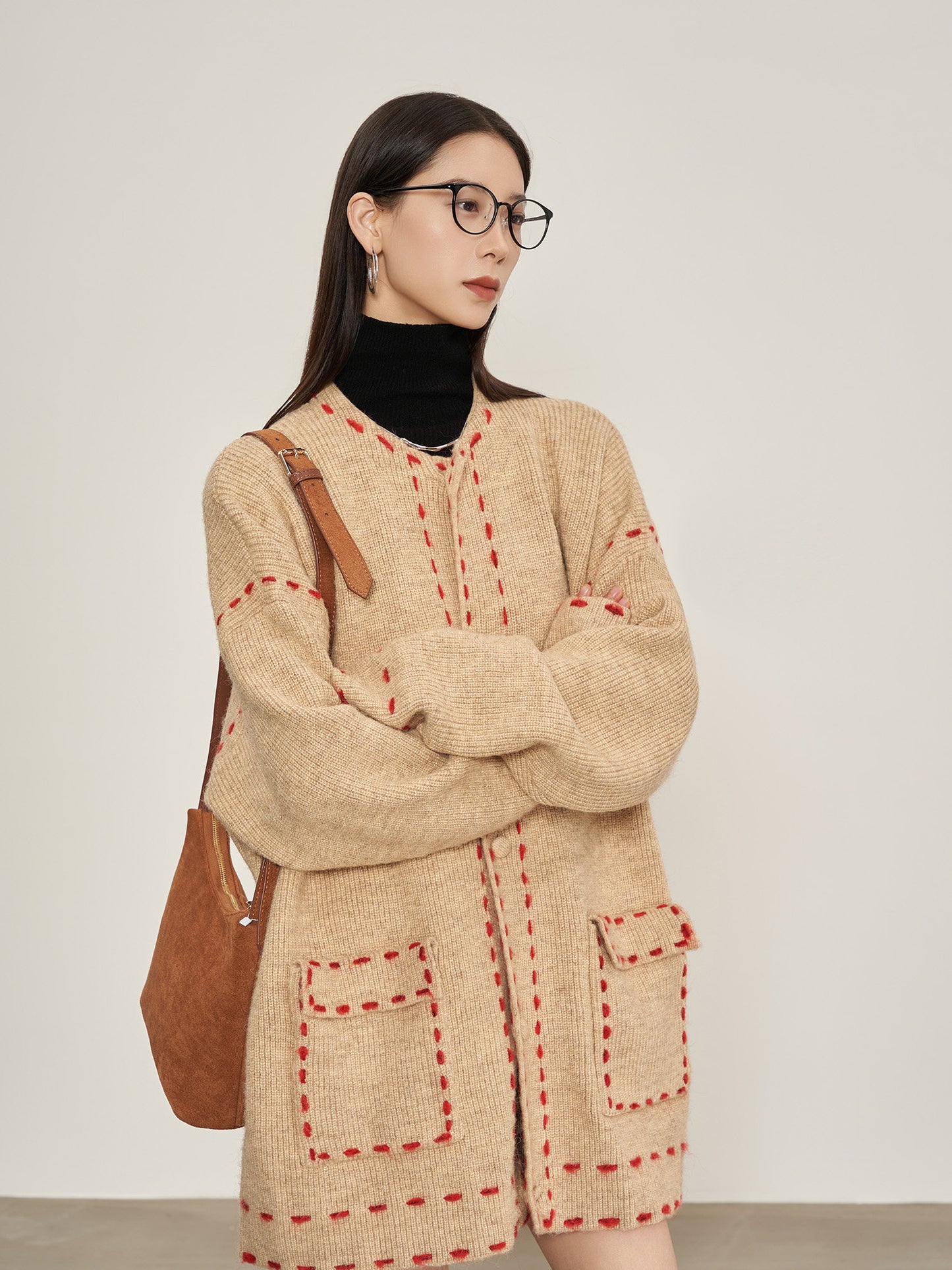Stitched Embroidery Knit Cardigan SUY0034