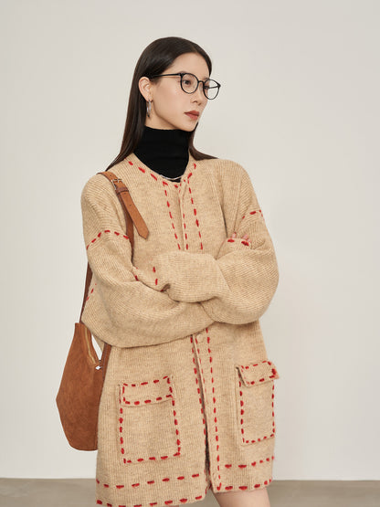 Stitched Embroidery Knit Cardigan SUY0034