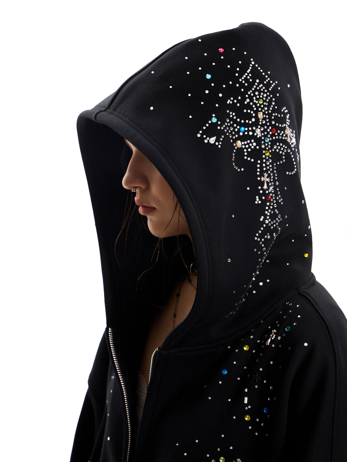 Starry Rhinestone Hoodie Jacket ZTS0021