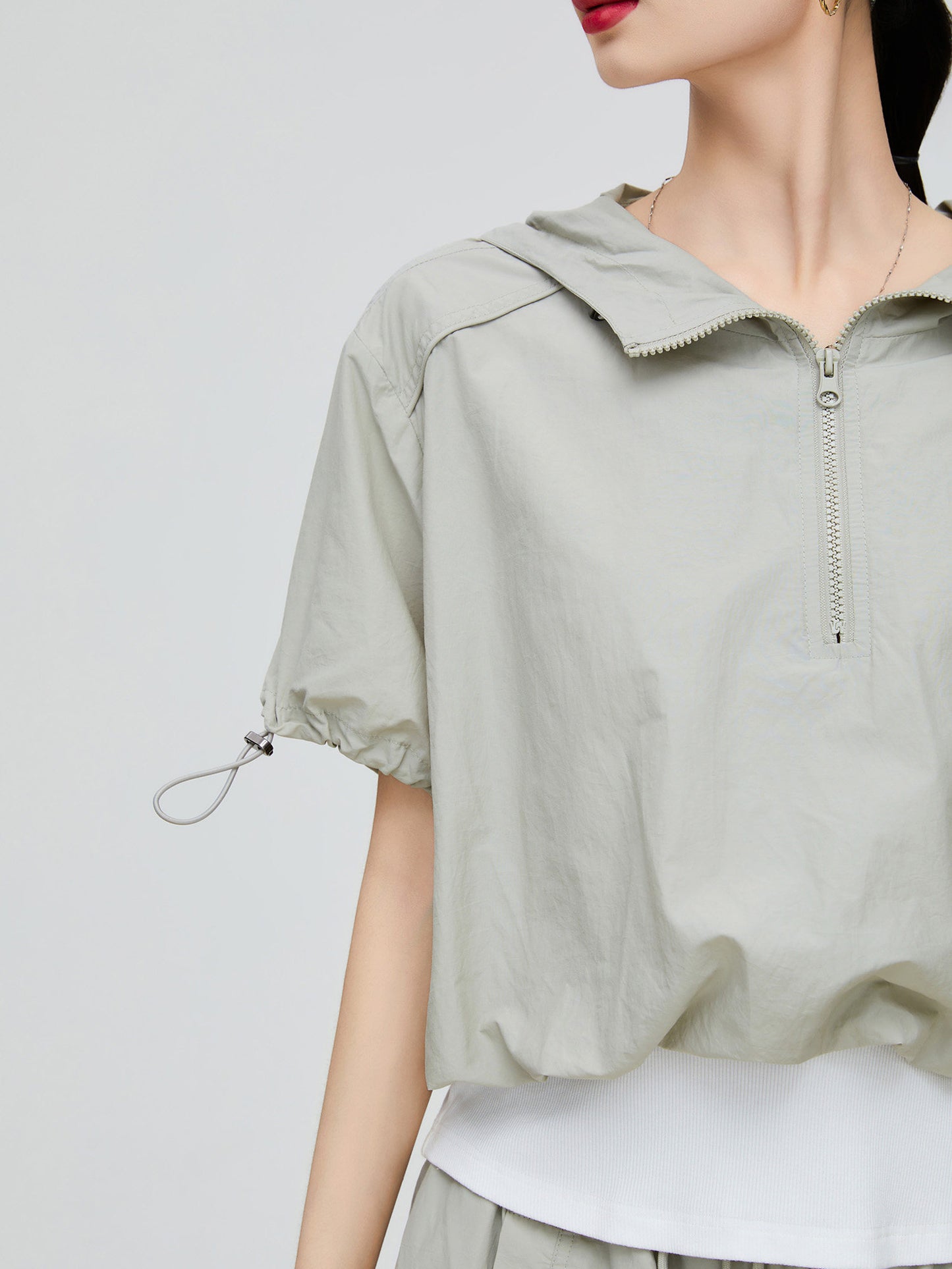 Nylon Half-Zip Short-Sleeve / Mini Skirt FER0231