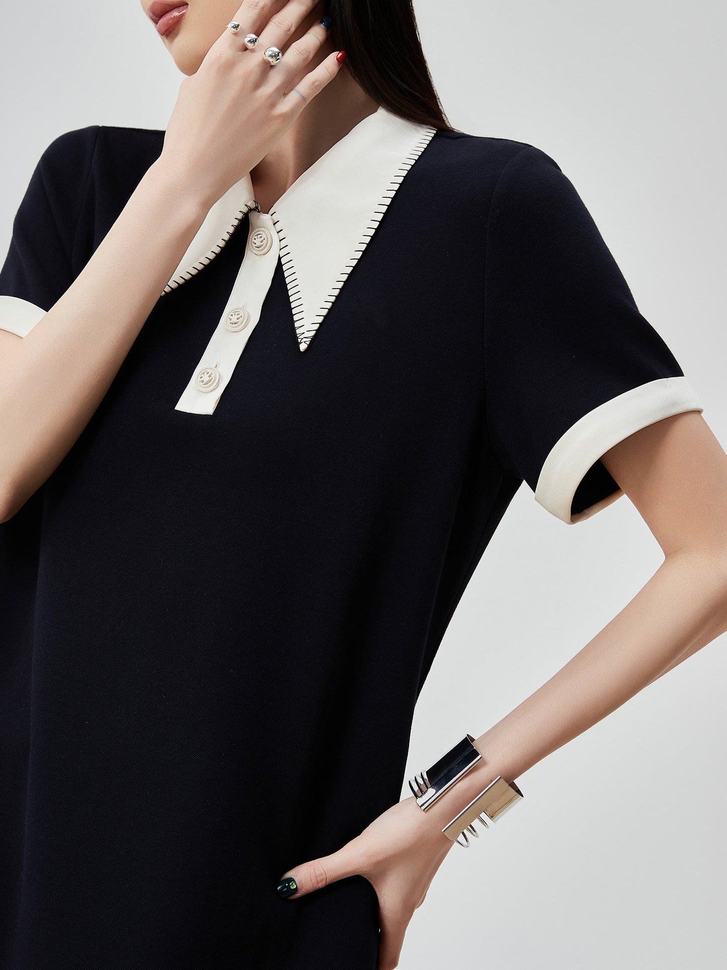 Color-Block Design Polo Dress FER0217