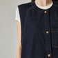 Collarless Denim Vest / Denim Wide Pants FER0144
