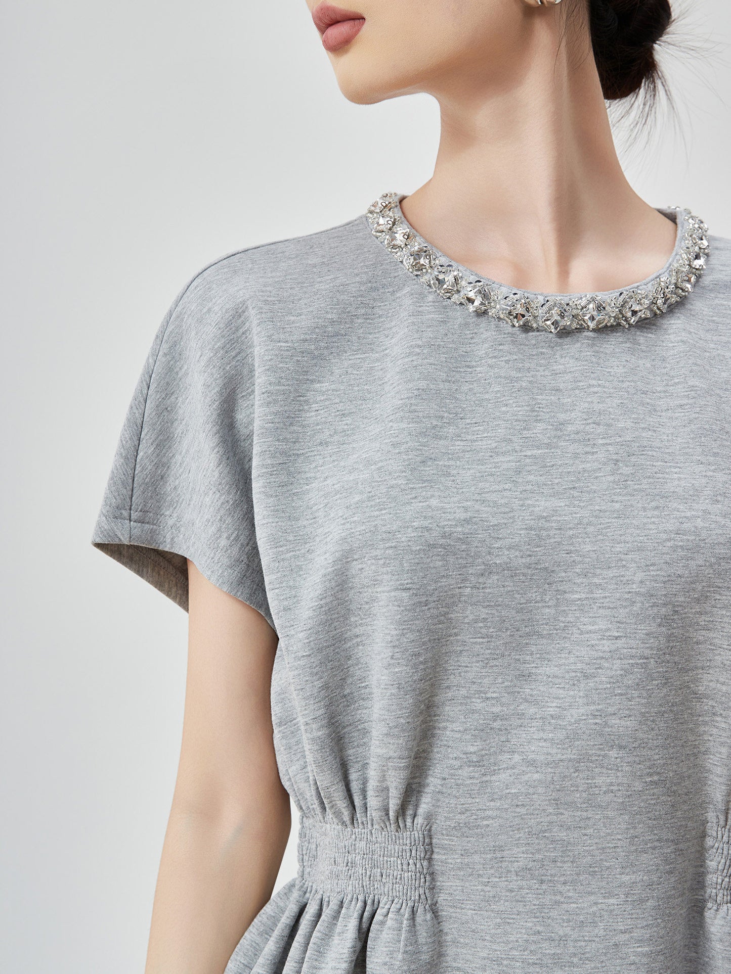 Waist Gather Sweatshirt Mini Dress FER0275