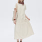 Cotton Linen Gathered Long Dress SHN0040