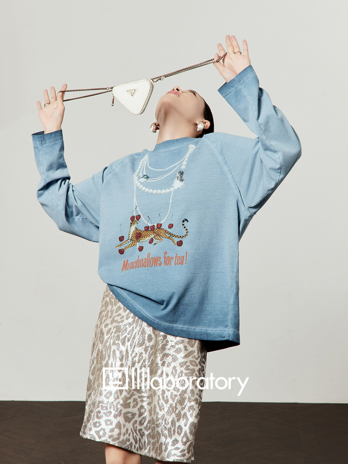 Pearl Light Leopard Long-Sleeve Top/Leopard Skirt LLA0609