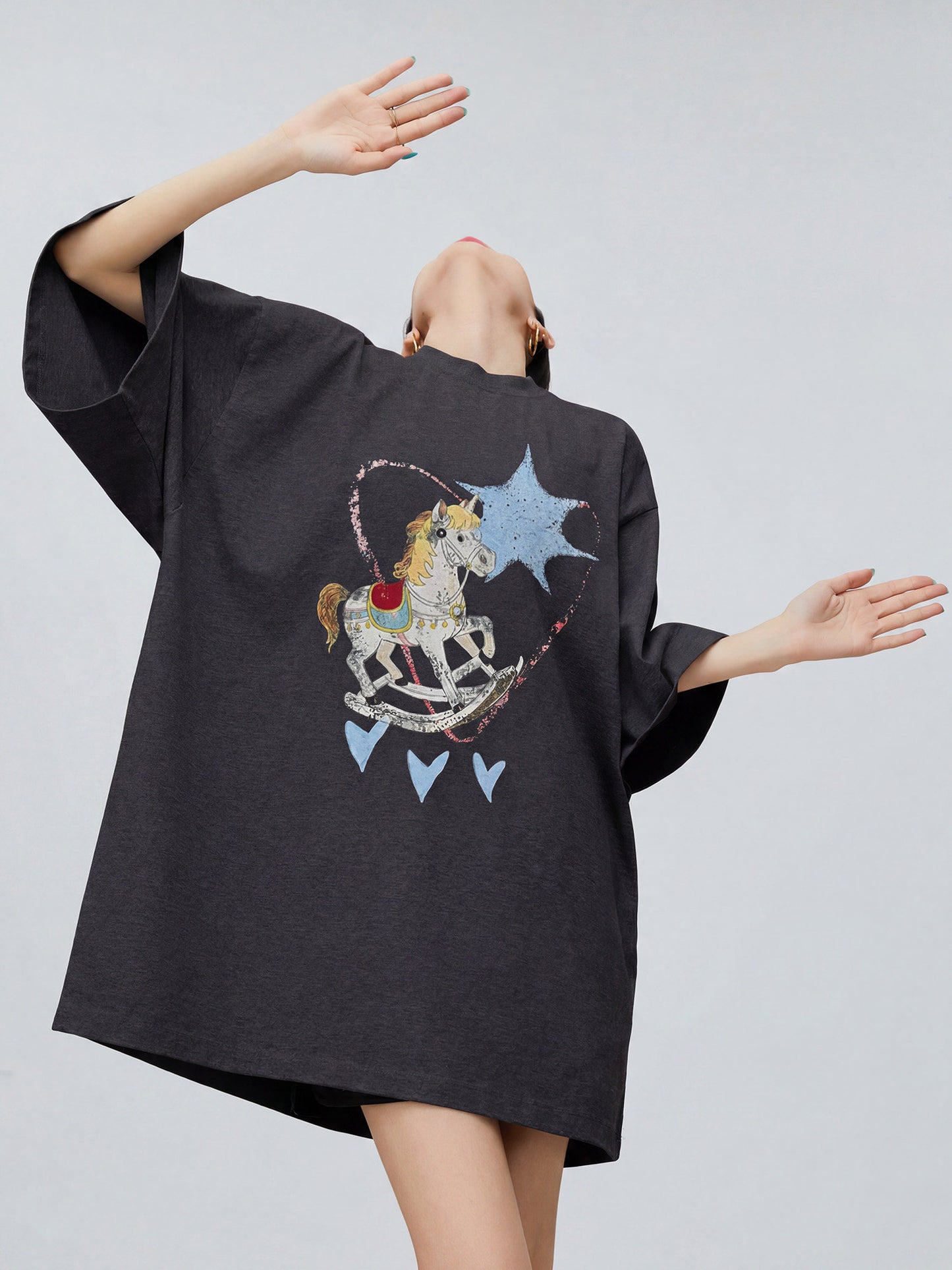Trojan Print Oversized T-Shirt Dress FER0304
