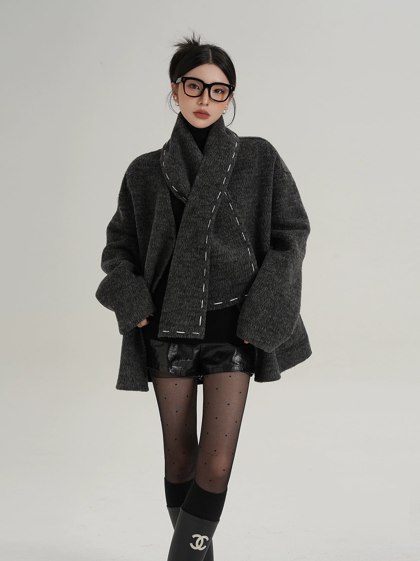 Scarf Mid-Length Wool Coat SRS0383
