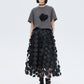 Patch Embroidered Flared Mesh Skirt SHN0003