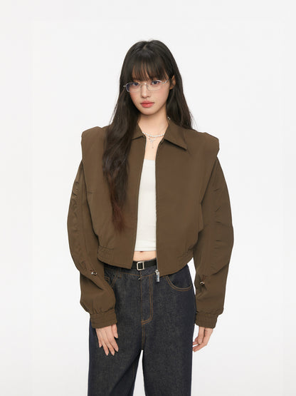 Padded Shoulder Leather Jacket KIP0002