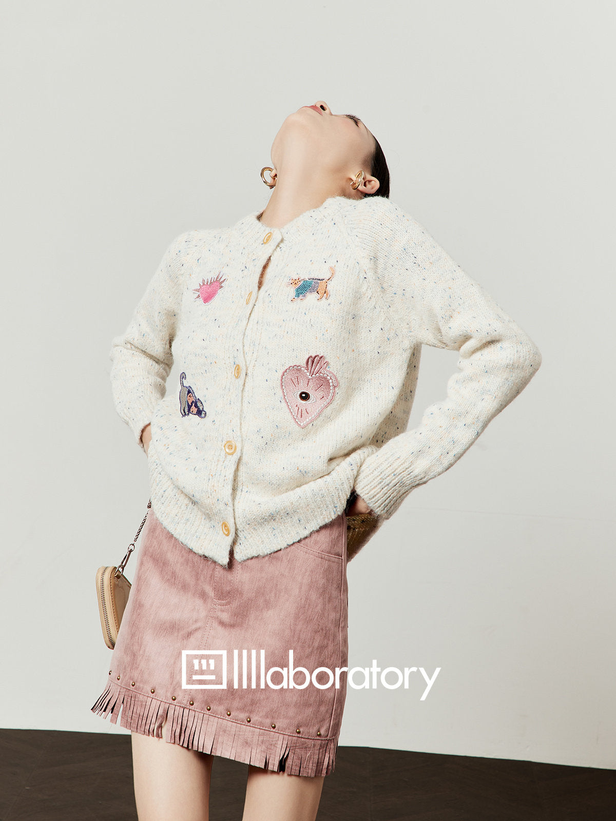 Playful Patch Knit Top / Fringe Mini Skirt LLA0629