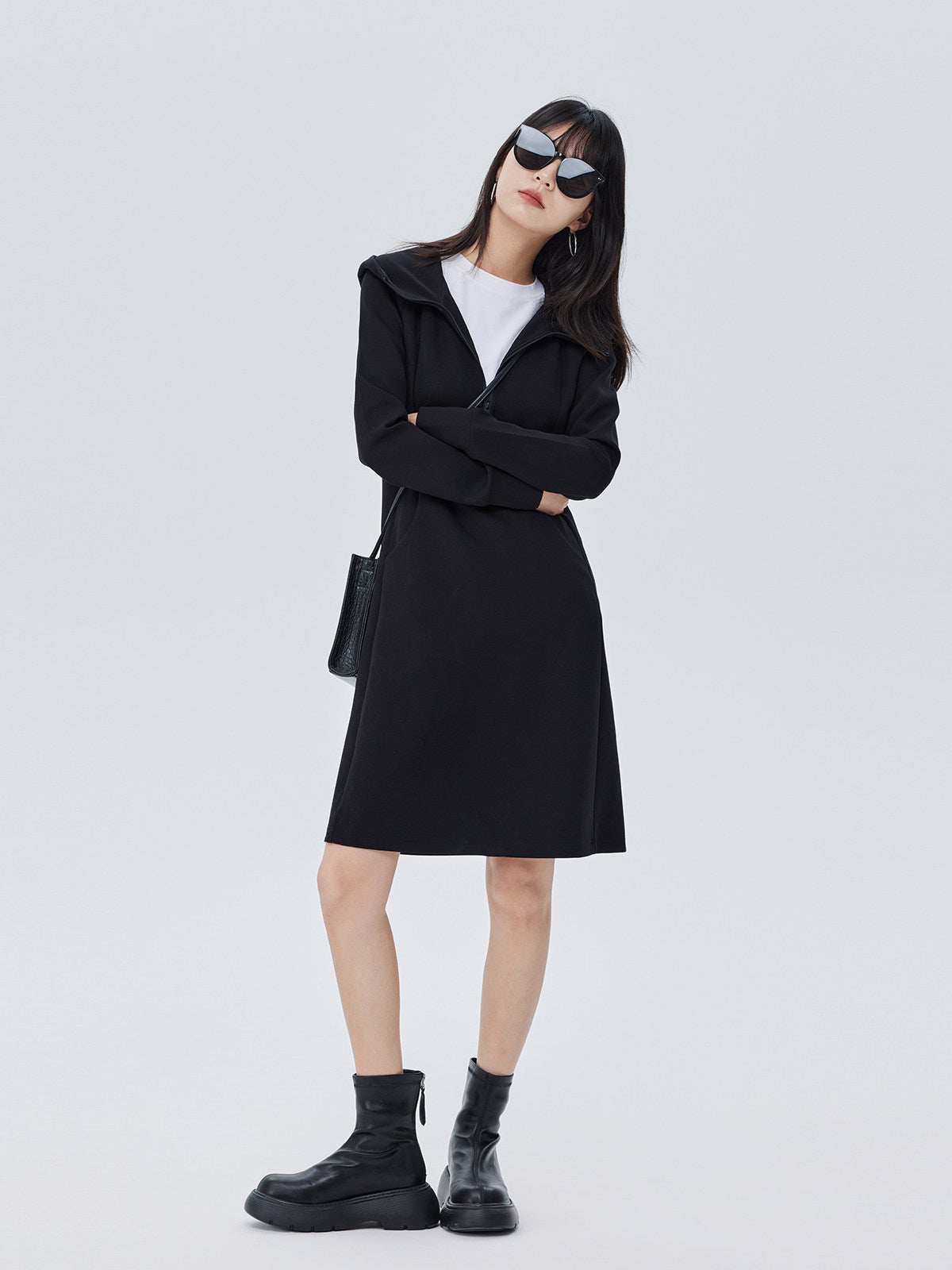 Zip-Up Long Sleeve Dress SHN0017