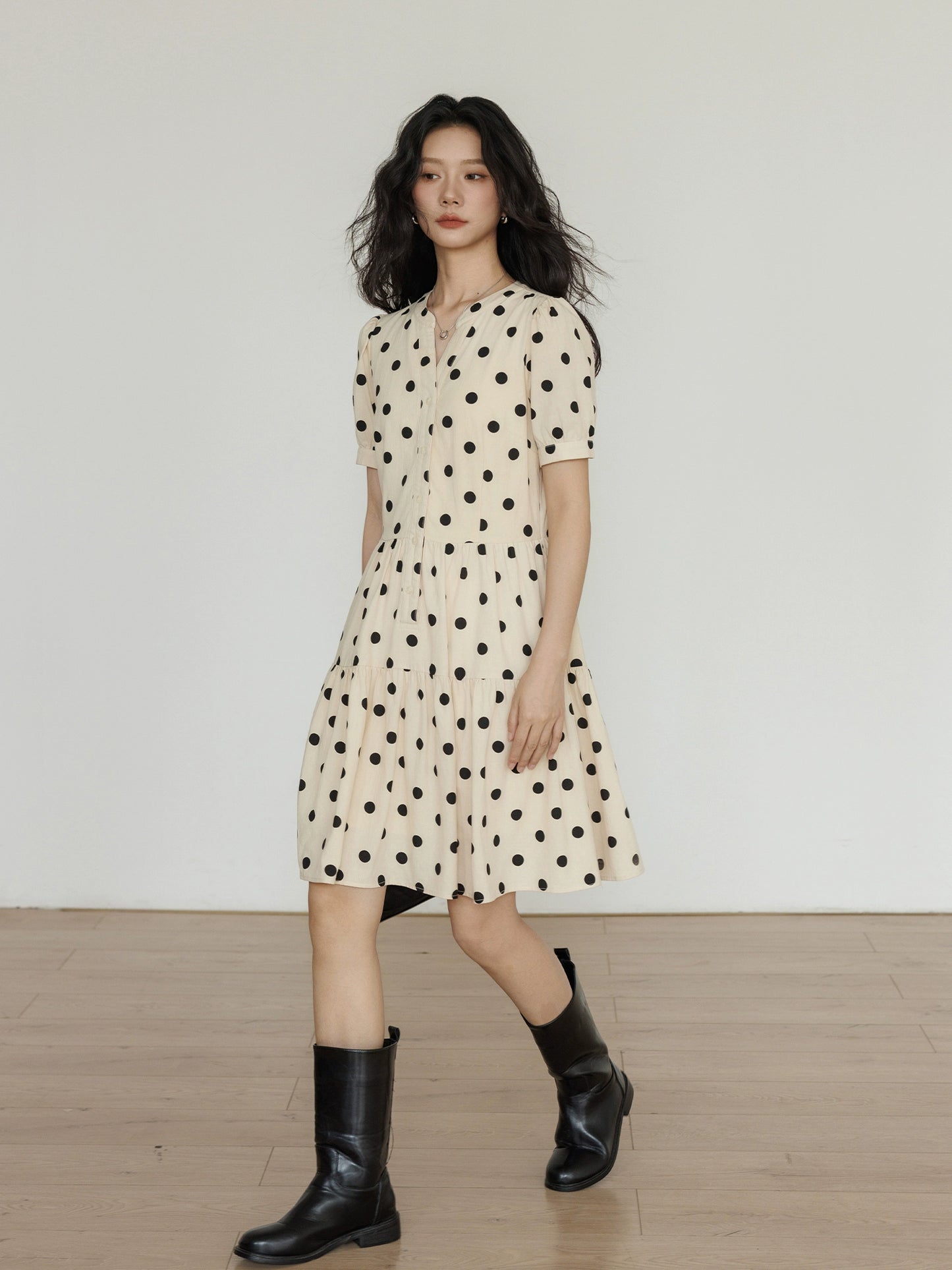 Polka Dot Tiered Dress VAS0105