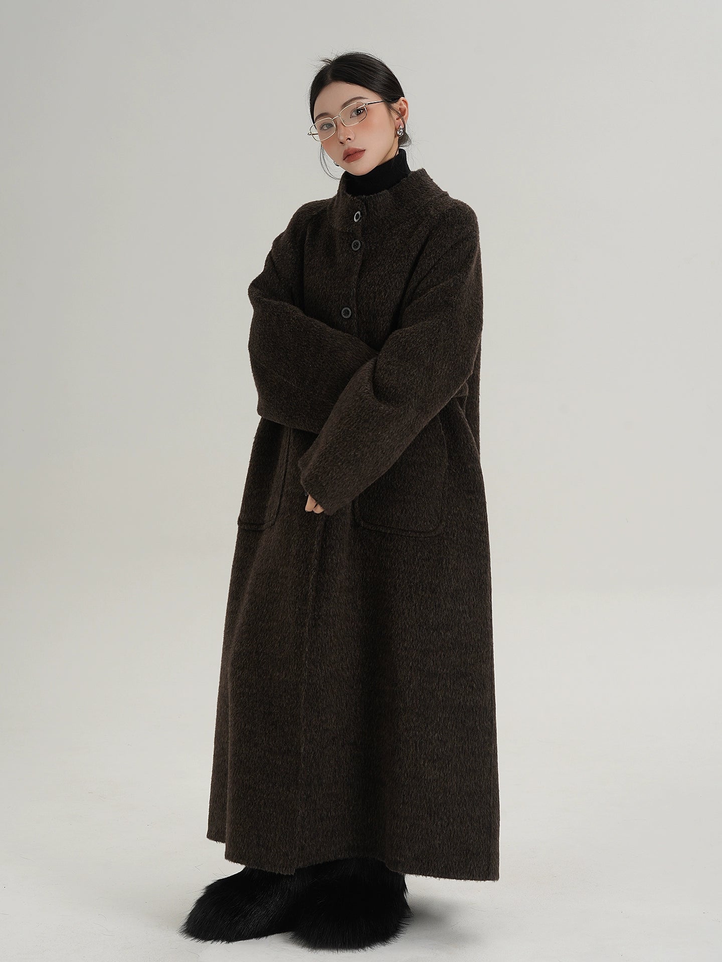 Mock Neck Long Coat SRS0407
