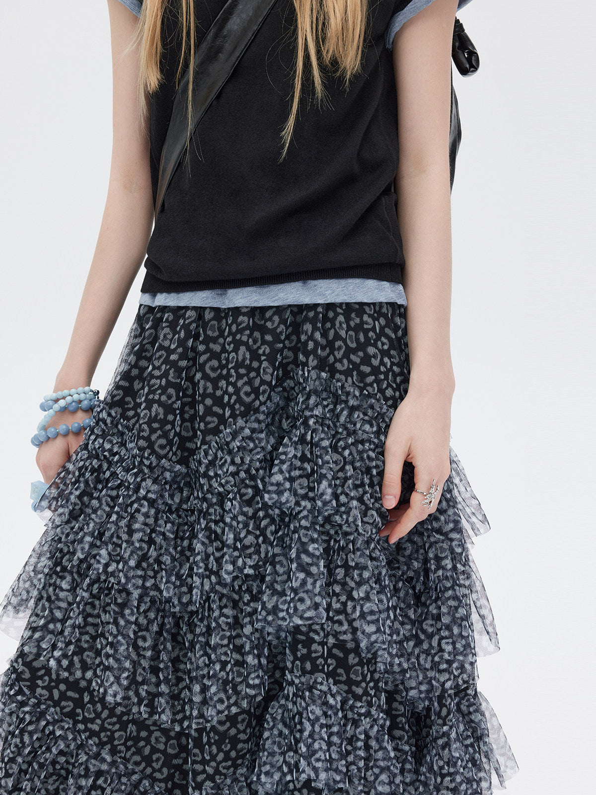 Mesh Cake Long Skirt SHN0036