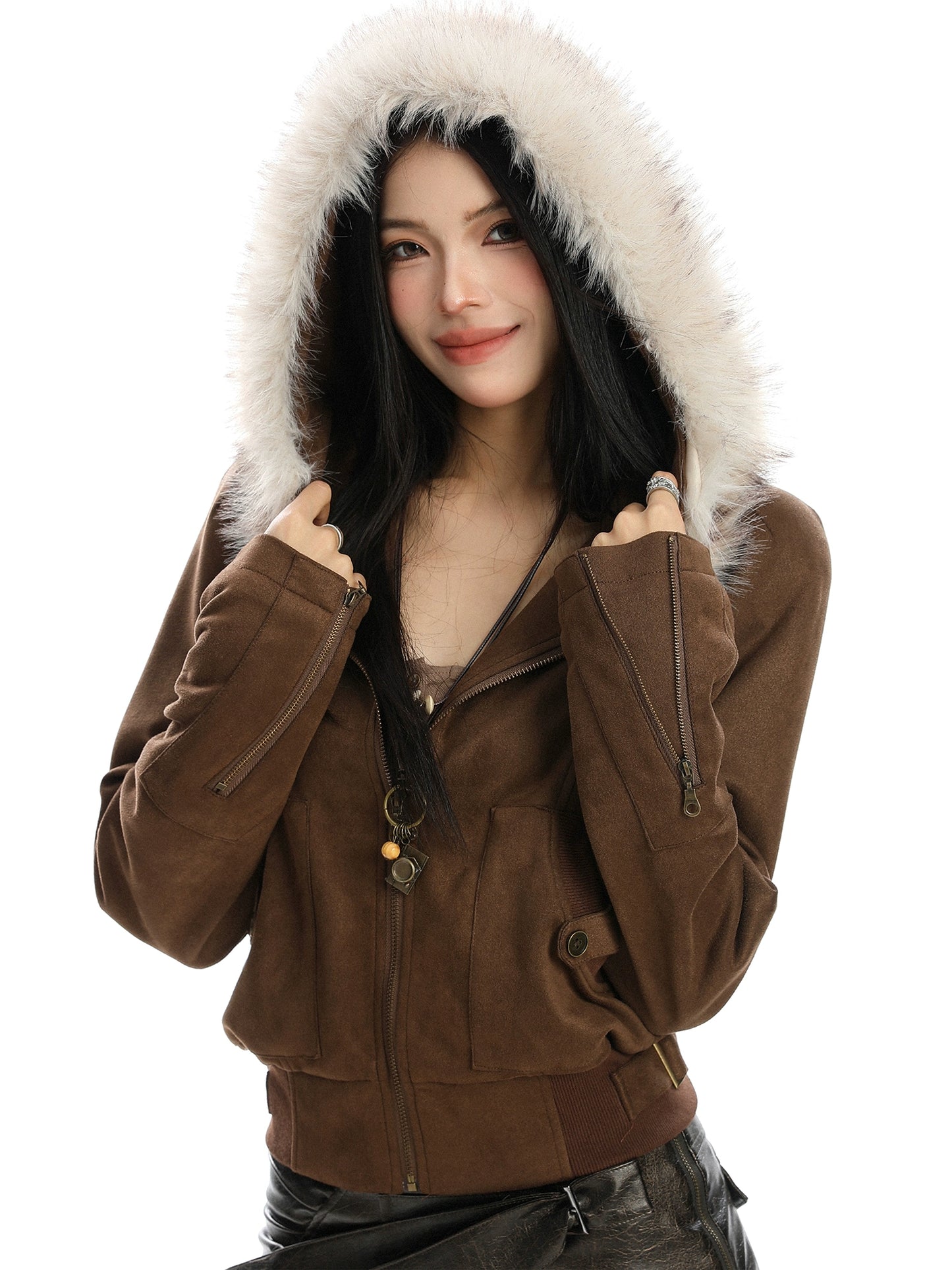 Fur Hood Suede Jacket BGS0025
