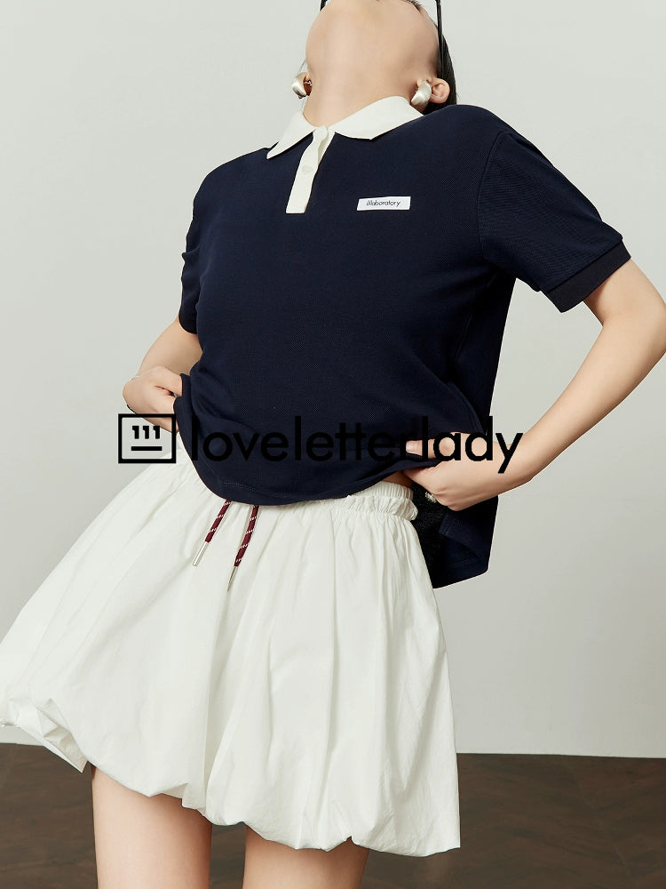 Color Block Polo Knit Top LLA0491