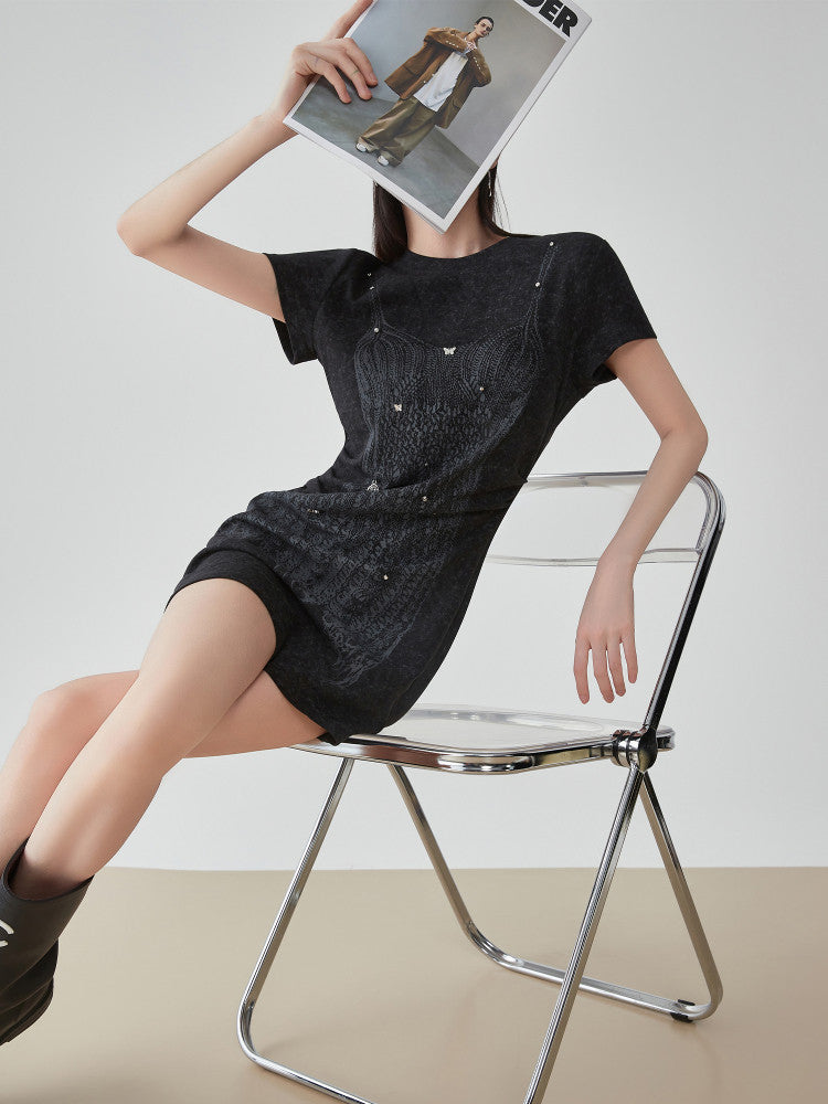 Corset Print T-Shirt Dress FER0120