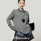 Round Knit Top / Striped A-Line Mini Skirt LLA0550