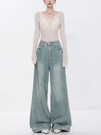 High Waisted Wide Leg Denim Pants ABW0017