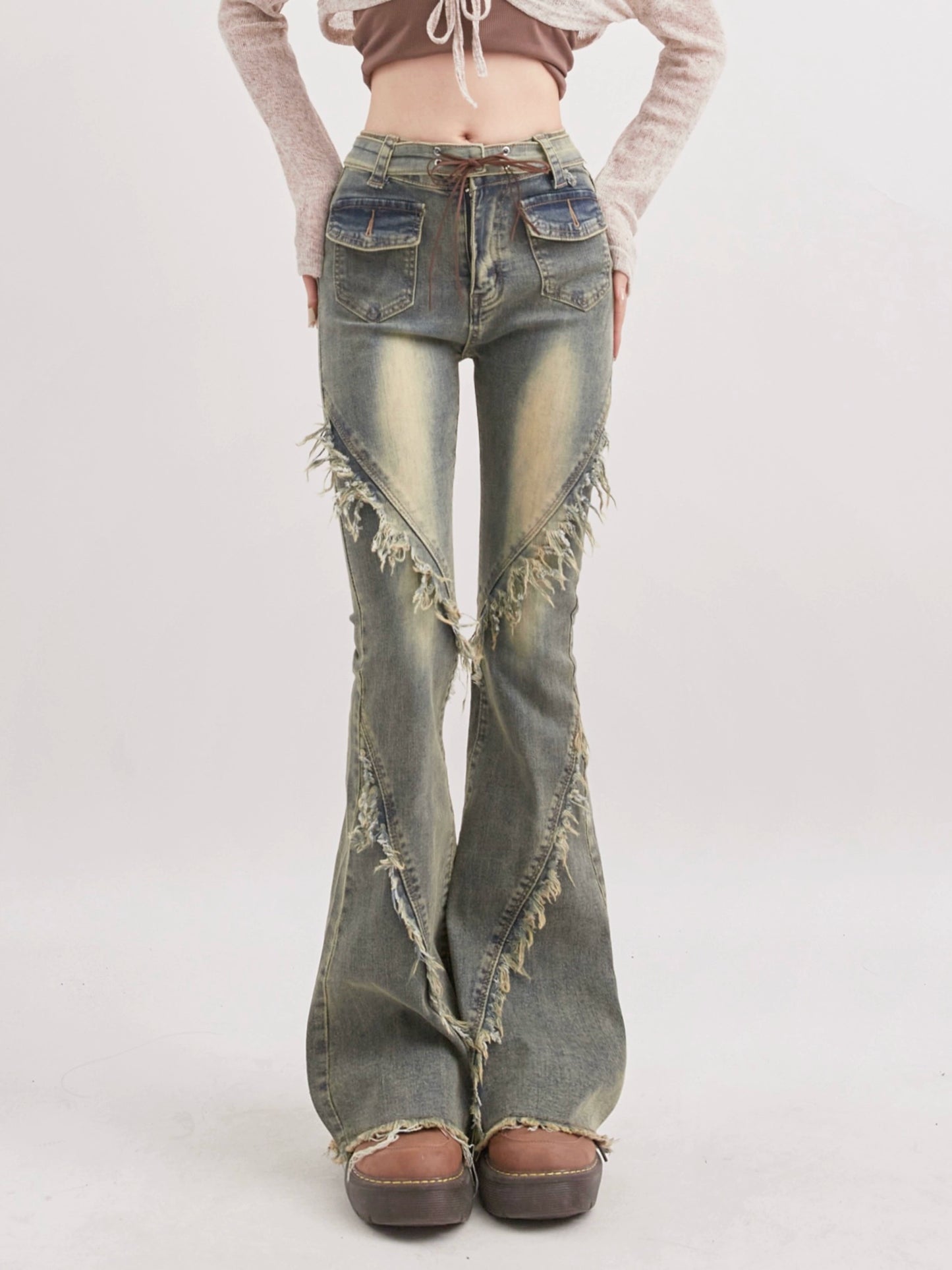 Fringe Flared Denim Pants RHP0008